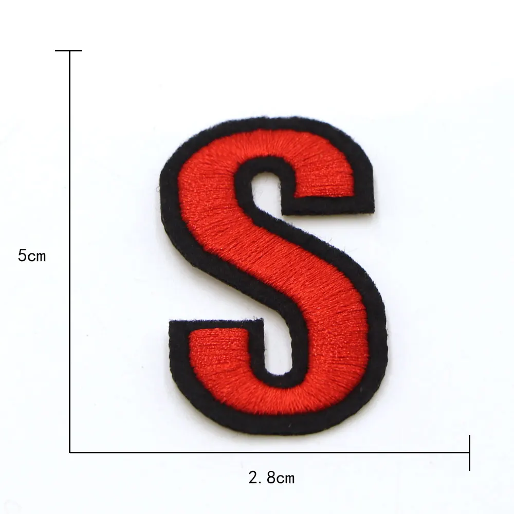 1pc roter Buchstabe a bis z gestickter Patch aufnähen/bügeln auf Patch Applique Kleidung Kleid Pflanze Hut Jeans Nähen Blumen Applikation DIY – Detail 22