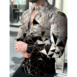 Men's Shirts Vintage Flowers 3D Print Hawaiian Casual Button Up Dress Shirts Slim Fit Long Sleeve Beach Streetwear Men Clothing