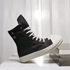 2024ss Ro  Men Shoe Casual High Top Sneaker Quality Black Ankle Boot Fashion Zip Metal O-Wen Platform Canvas Flat Street Shoe 3