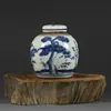 Republic Chinese Blue and white Porcelain hand painted Pine bamboo Jar pot 4.1" vase 1