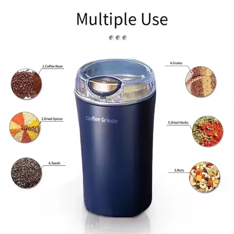 Electric Coffee Bean Grinder 8 Blade Kitchen Cereal Chopper Portable Baby Food Maker Washable Blender