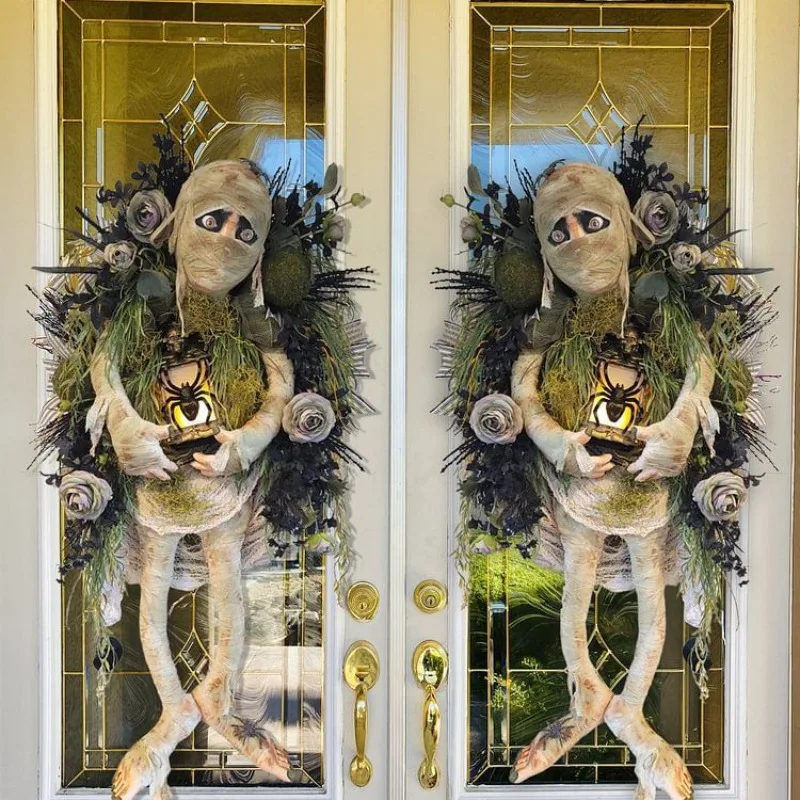 

New Halloween Decorations Mummy Wreath Front Door Decoration Home Decor Pendant