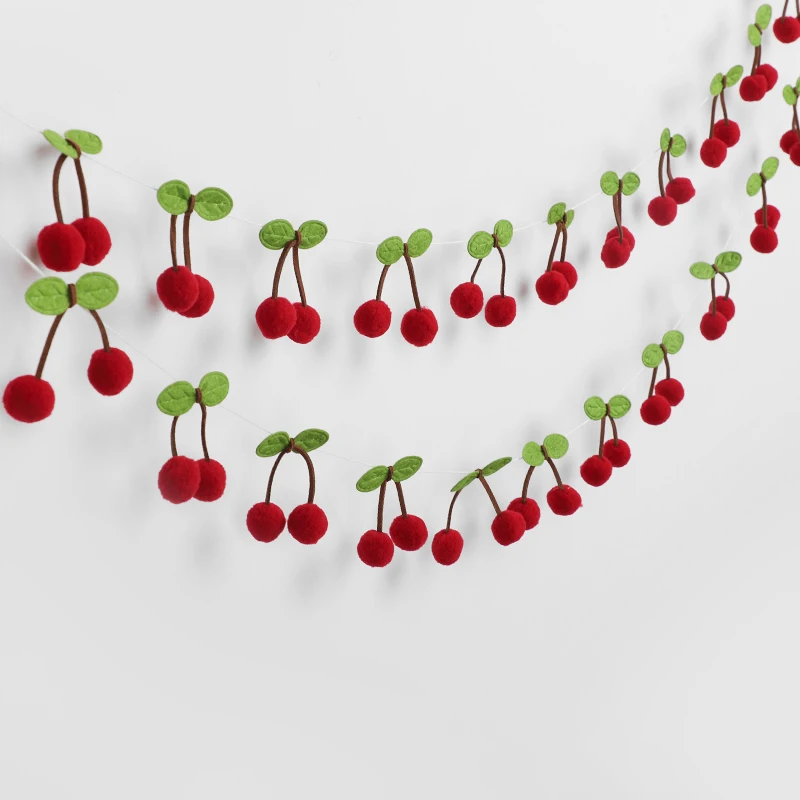 Pompom Kugeln Kirsche Girlande Kinder Mädchen Geburtstag Party Banner DIY Obst Wand Hängende Dekoration Weihnachten Baby Dusche Wohnkultur – Detail 18