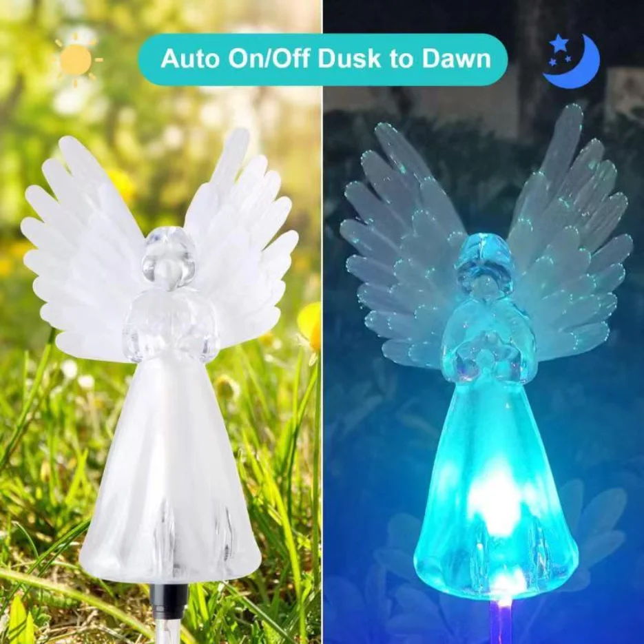 Solar Angel Lights Outdoor Garden Decoration Landscape Housewarming Gift Cemetery Led Stake Lawn Yard Patio Solar Night Lamp ebony solid wood quality carving gourd ornaments living room entrance decoration rosewood crafts housewarming gift