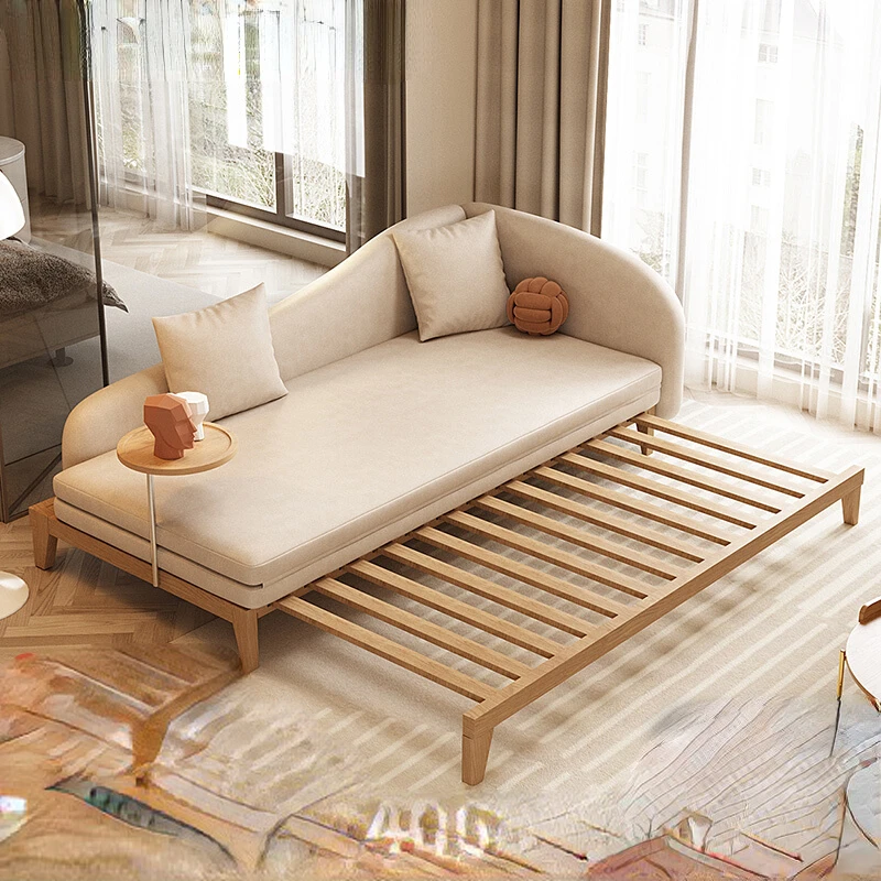 

Multi-functional sofa bed folded dual-purpose small solid wood lazy sofa