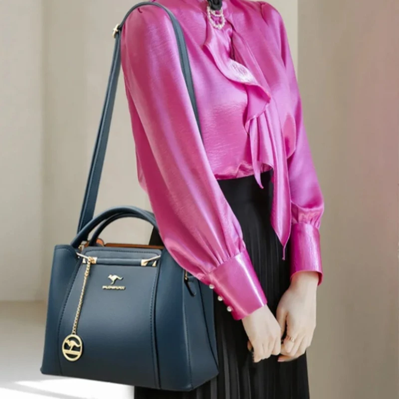 Borsa tote in morbida pelle di grande capacità per donna, borsa a tracolla casual con manico superiore, borsa a tracolla versatile in tinta unita per il lavoro - immagine 2