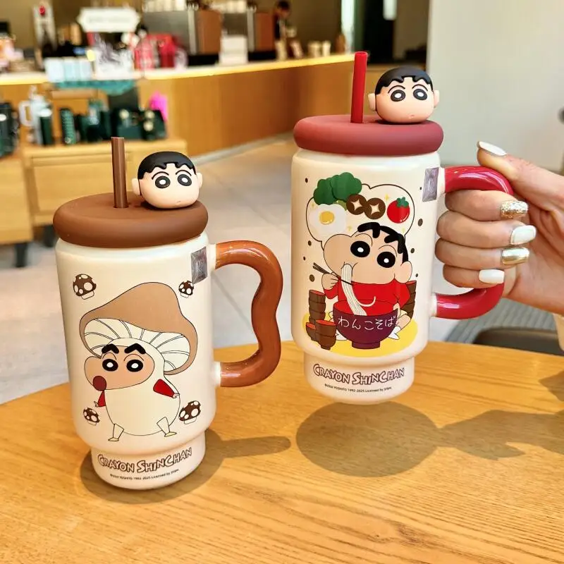 Tazza in Ceramica di Crayon Shin Chan con Coperchio e Cannuccia - immagine 5