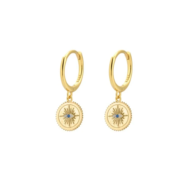 A Pair 925 Silve Gold Color Copper Colorful Rainbow Hoops Earring For Women Demon Eye Gift Smile Face Jewelry Crown Earrings W0217-Y