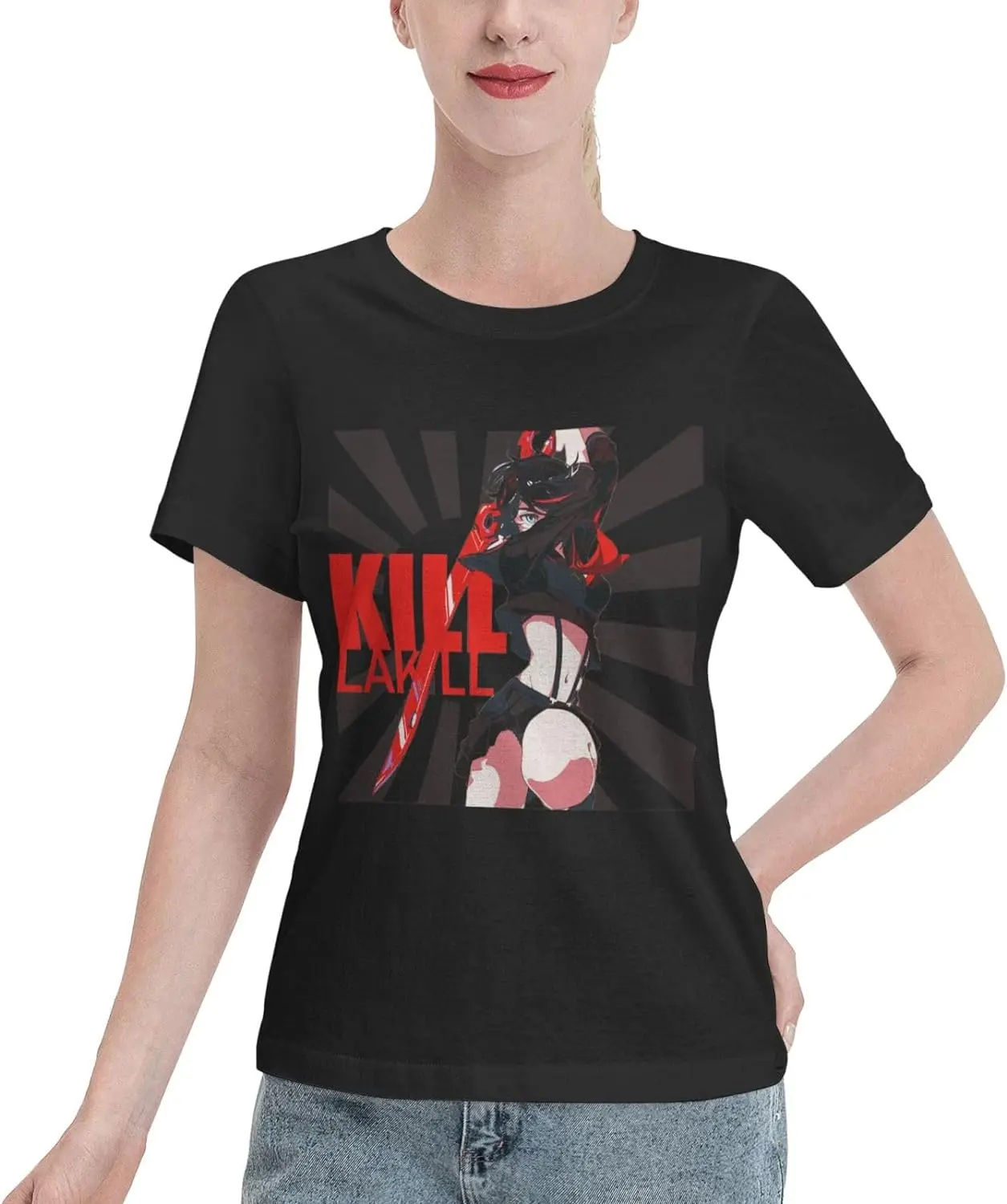 

Anime T Shirt Womens Summer Cotton Tee Round Neck Tops Casual Short Sleeve Shirts