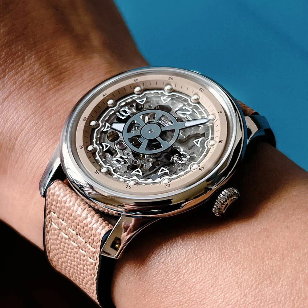 

Mystery Code Titanium 40mm Men's Watch Automatic Skeleton Mechanical Movement Luxury Hypoallergenic Luminous Waterproof Sapphire