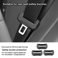 Suede Seat Belt Buckle Protector Covers - Premium Car Accessories (Rear Grey leather)