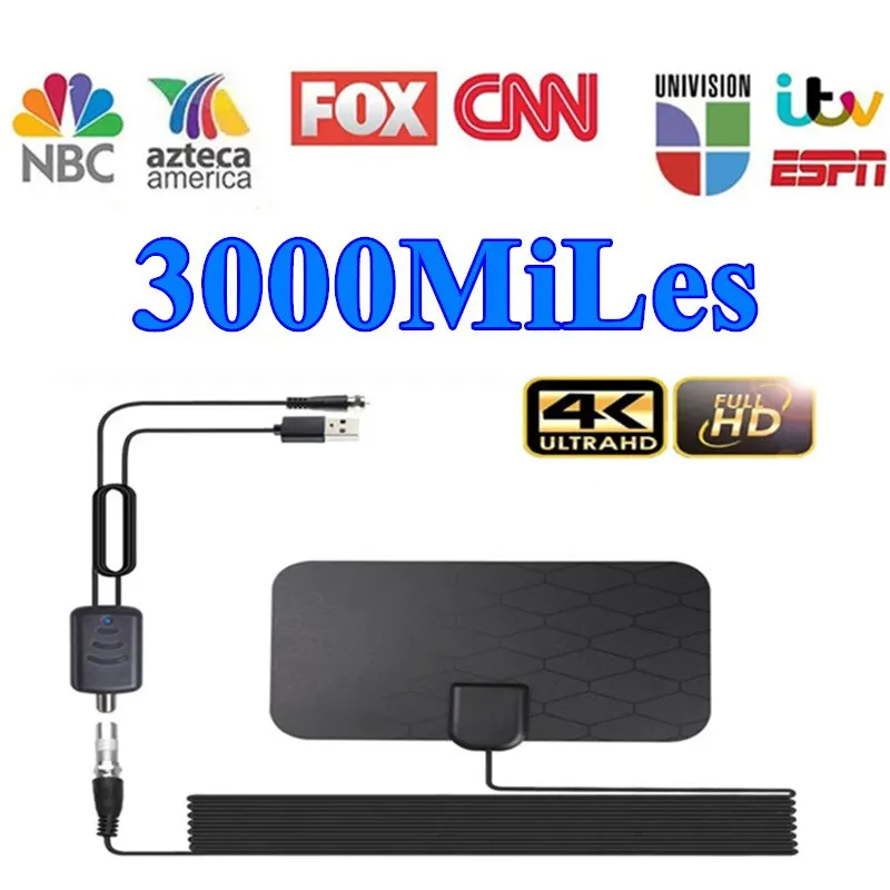 8K Indoor 3000 Miles Digital HDTV tv antenna TV Aerial With Amplifier Booster DVB T2 ISDBT Satellite Dish Signal Receiver