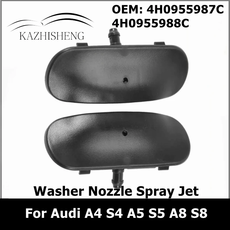 

4H0955987C 4H0955988C Car 1Pair Windshield Windscreen Washer Nozzle Spray Jet for Audi A4 S4 A5 S5 A8 S8 2015-2020 Auto Parts