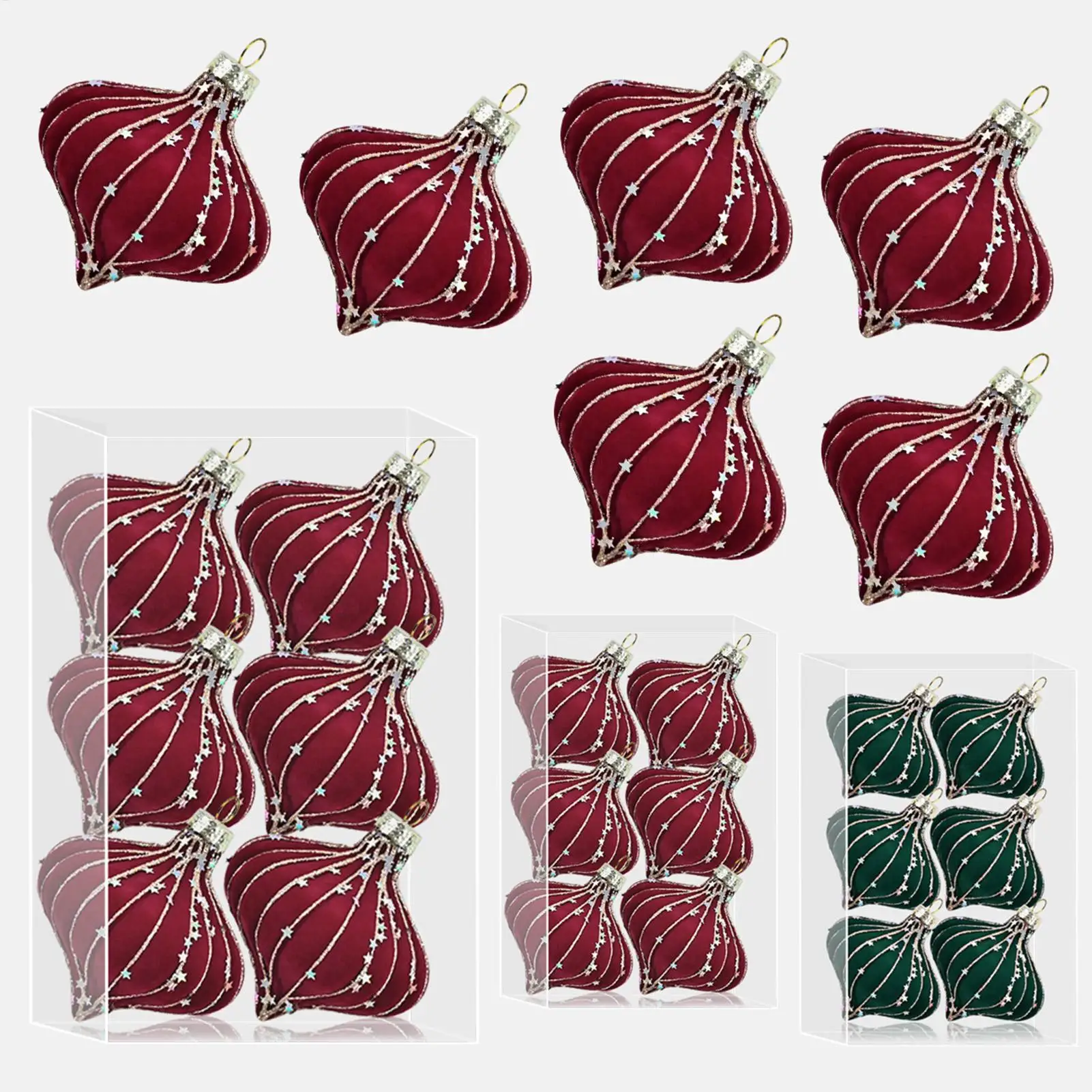new 6PCS 8cm Velvet Christmas Ball Pendant Flocking Reusable Christmas Hanging Balls Shatterproof Elegant Xmas Tree Ornaments