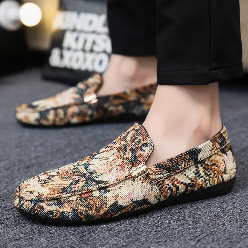 Man Printing Loafers Summer Shoes Men Walking Casual Light Canvas Shoes Male Breathable Fashion Flat Slip-on Footwear Sneakers 3