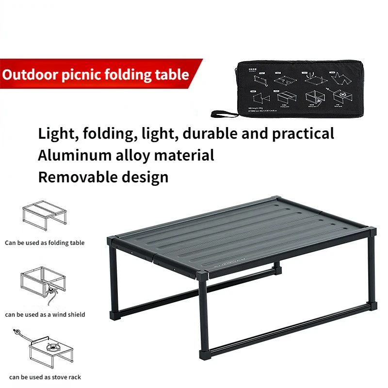

Portable Folding Picnic Table Lightweight Aluminum Alloy Hiking Camping Table ith Carring Bag Beach Desk Outdoor Furniture