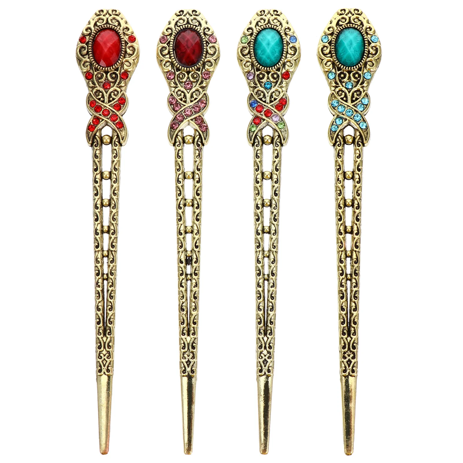 

4 Pcs Vintage Alloy Wedding Hair Accessories Women's Gifts DIY Accessory Chignon Co Worker Forks Sticks Chopsticks Clips