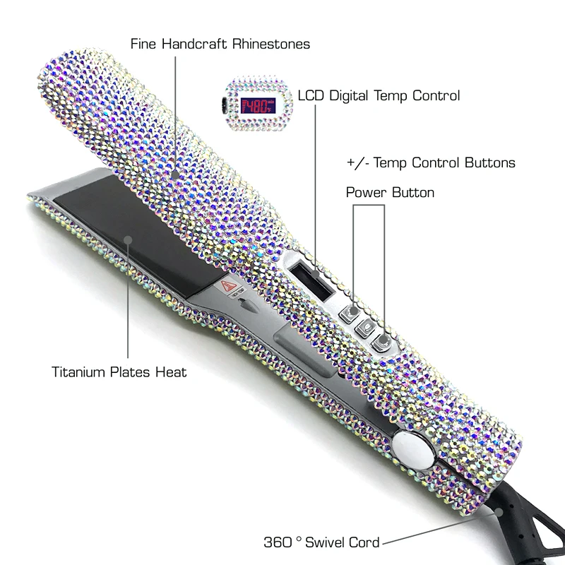 Hair Straightener  Plancha Para Cabello 2 Inch Diamond Flat Iron Professional Titanium Straightener Iron Heat-up 480℉ 2