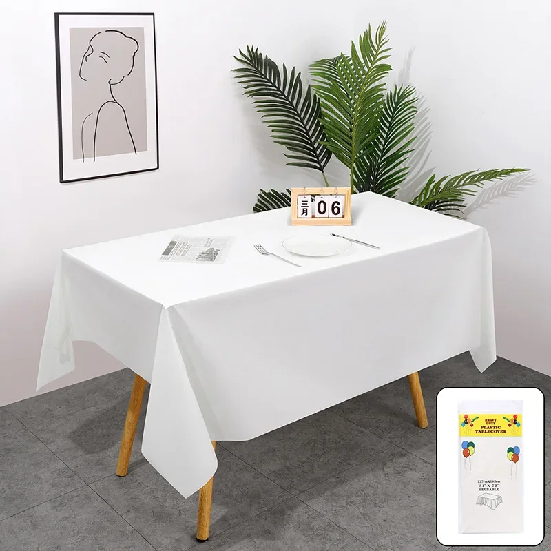 Premium Disposable Table Cloth 54 x 108 Inch Table Cloths for Parties Decorative Tablecloths for Rectangle Tables White