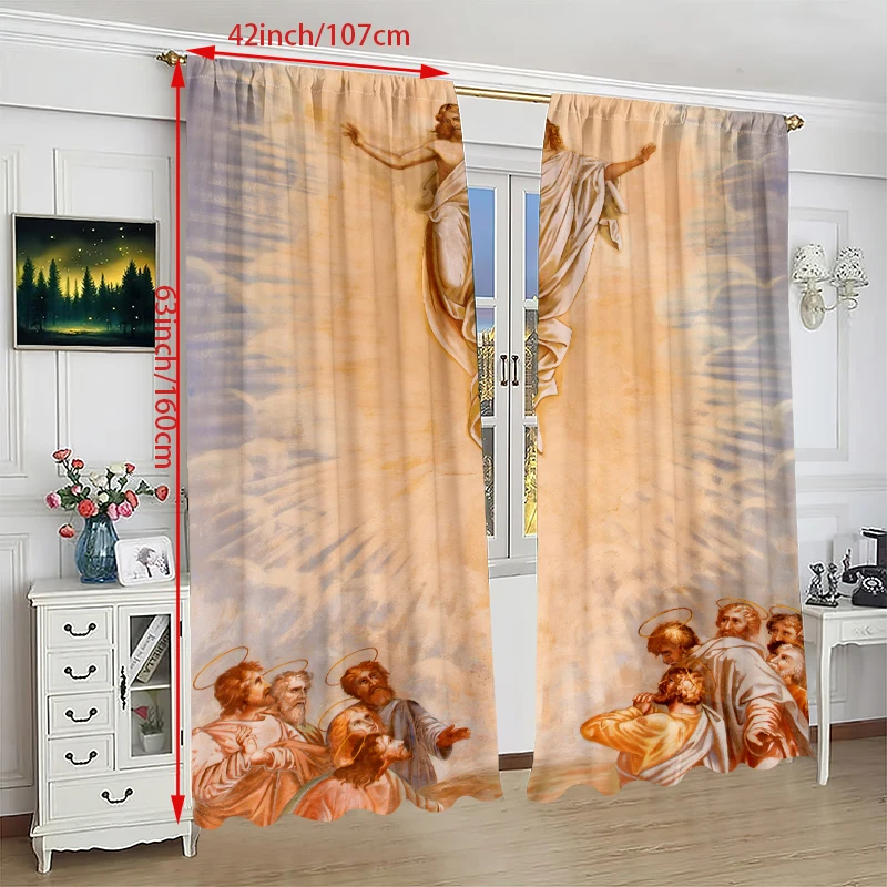 Jesus Christian tuya- Printed curtains - Polyester material - suitable for home bedroom curtains and living room decoration 2