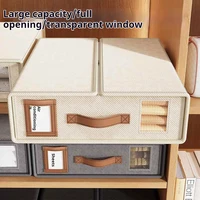 4-piece Storage Box Non-woven Fabric Breathable Moisture-proof Collapsible Storage Box With Leather Handle For Storage Bedding 1
