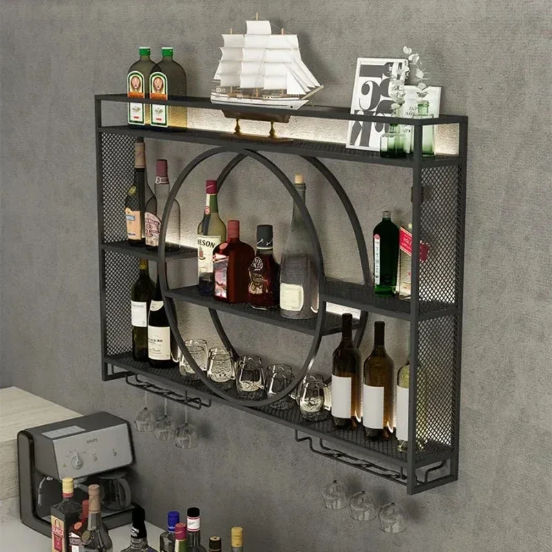 Wall Mount Wine Rack Bottle Wine Bar Cabinet Holder Adapt Single Miniature Black Cup Glass Storage Wine Cabinet Decor Szafeczki
