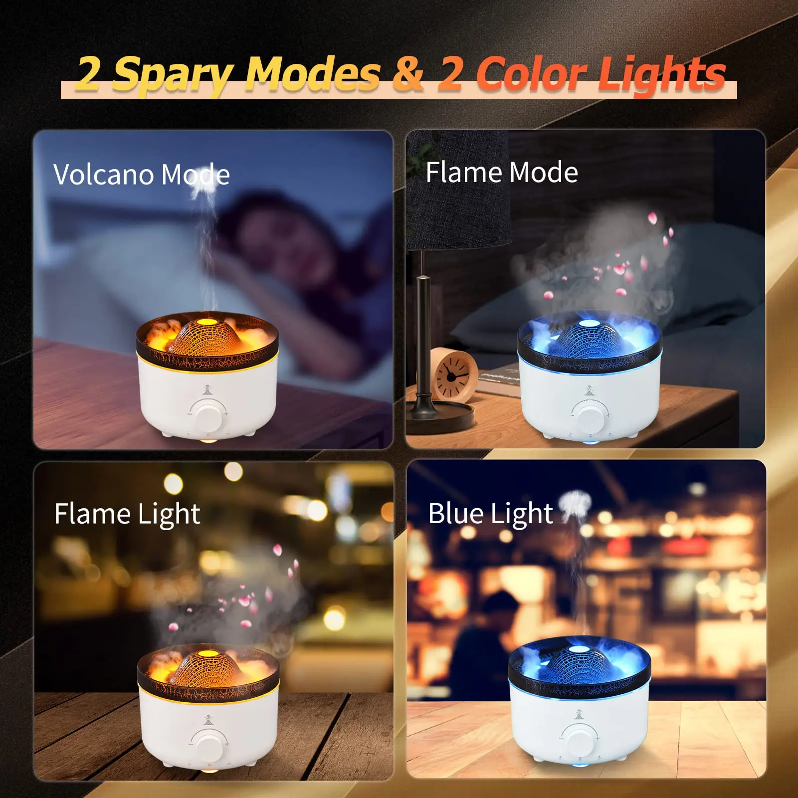 Volcano Essential Oil Diffuser 24db Low Noise Aromatherapy Diffuser with 2  Timer 2 Mist 360ml Mini Flame Humidifier Portable - AliExpress