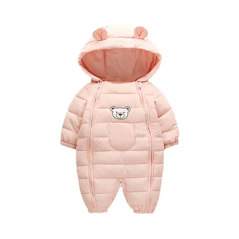 Autumn Winter Baby Girls Romper Thick Cartoon Ear Hooded Baby Boys Snowsuit Toddler Cotton Overalls Newborn Jumpsuits