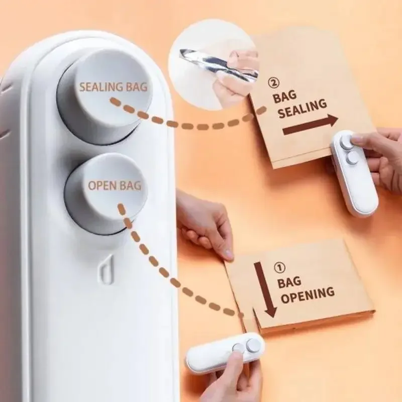 Portable Mini 2 in 1 Heat Sealer For Snacks Home use rechargeable Vacuum Snacks plastic bag sealer bag sealer