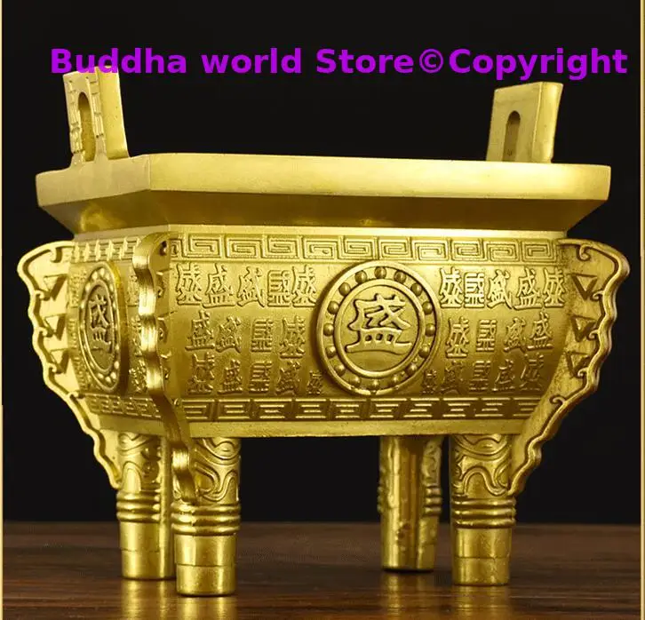 

TOP COOL GOOD HOME SHOP COMPANY BAR CLUB thriving GOOD LUCK Wealth golden Copper Tripod Ashtray mascot FENG SHUI statue