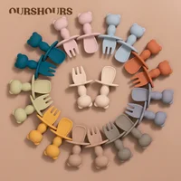 Soft Silicone Baby Training Fork Spoon Set BPA Free Kids Dishes Infant Learning Tableware Newborn Feeding Accessories 2Pcs/Set 1