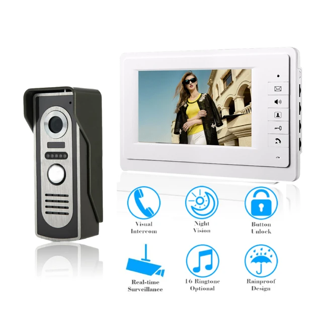 Sonnette d'interphone filaire avec caméra vidéo RFID, kit de système  d'entrée de téléphone de porte pour la maison, moniteurs d'intérieur,  vision nocturne IR, document de 4.3 pouces - AliExpress