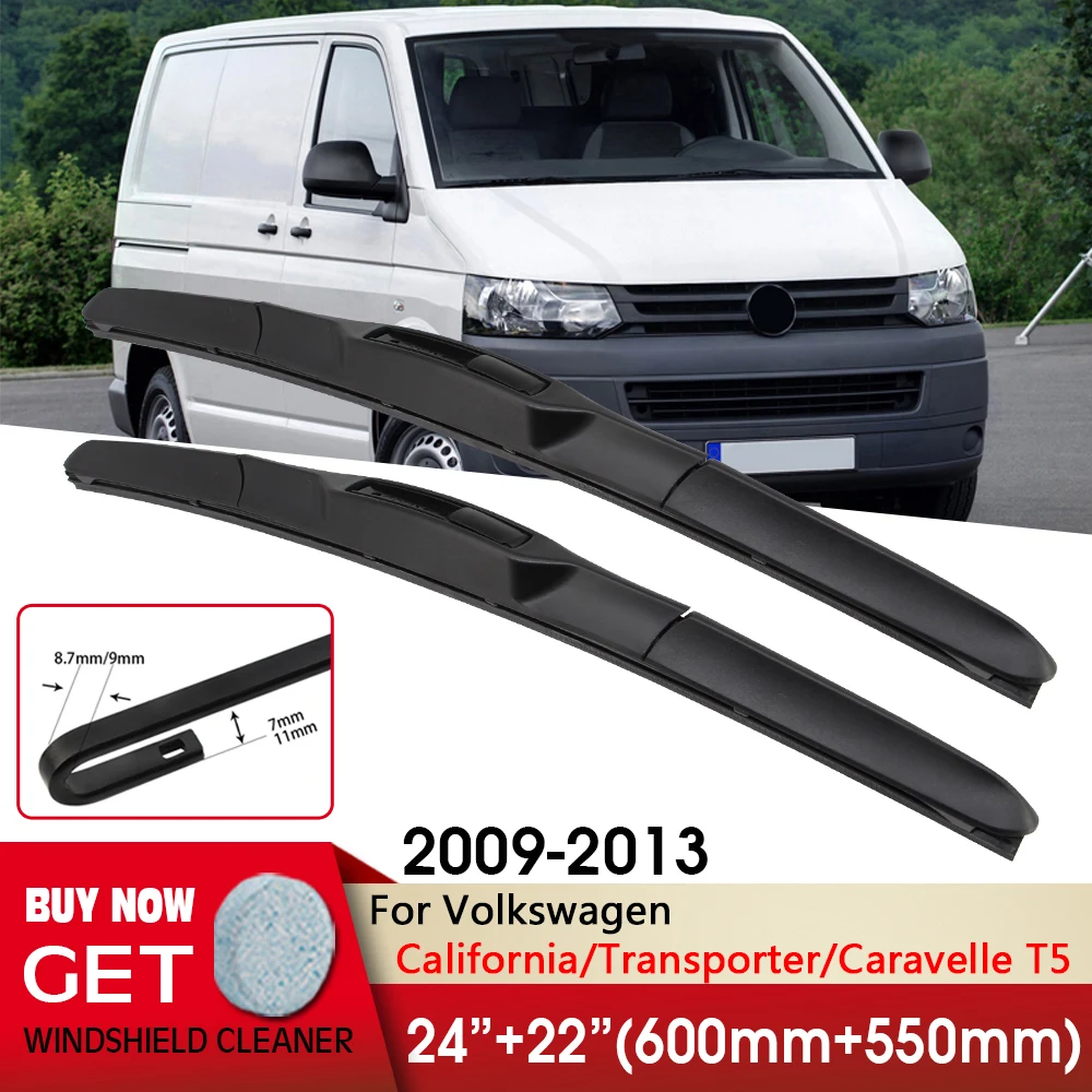 Spazzole Anteriori Tergicristallo 24 "+ 22" Per Volkswagen California/Transporter/Caravelle T5 2009-2013 Parabrezza Parabrezza Finestra Anteriore