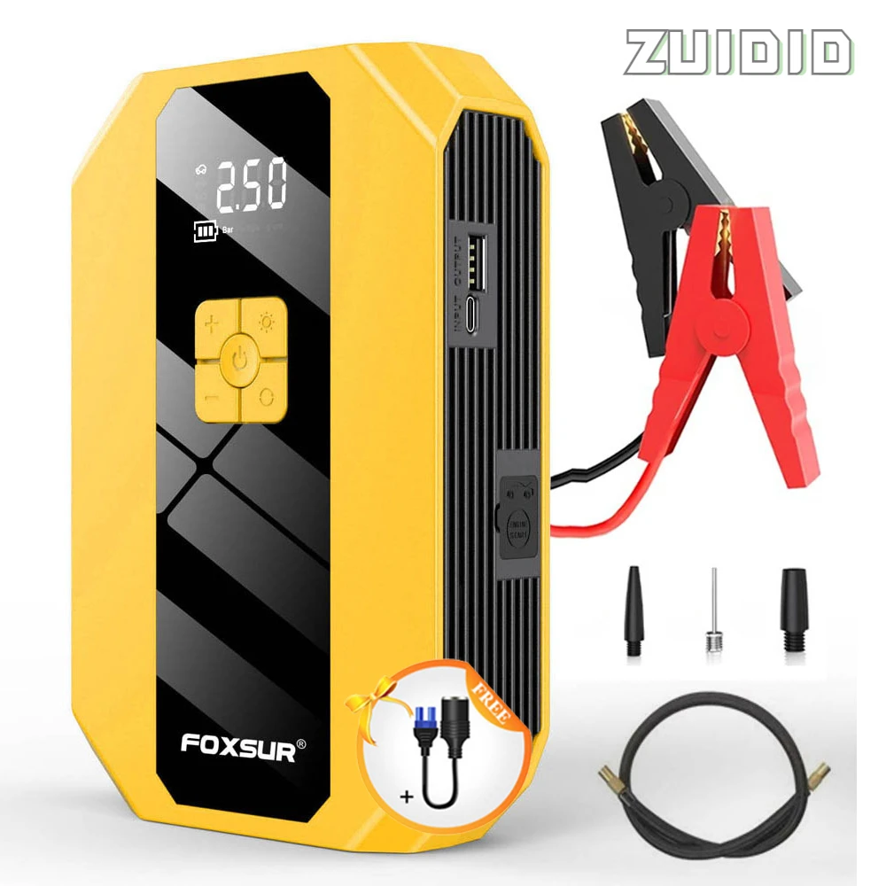 

Portable Car Emergency Starter With Air Compressor Power Bank Starting Device 12V Car Battery Charger Articles For Cars