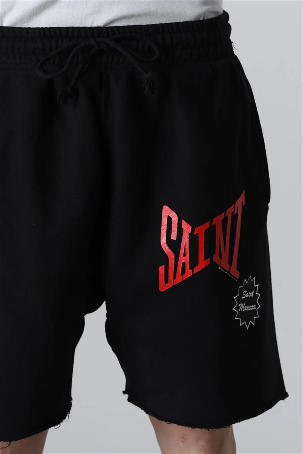 European and American high street trendy hip-hop SAINT letter embroidered drawstring oversized sports casual shorts for summer