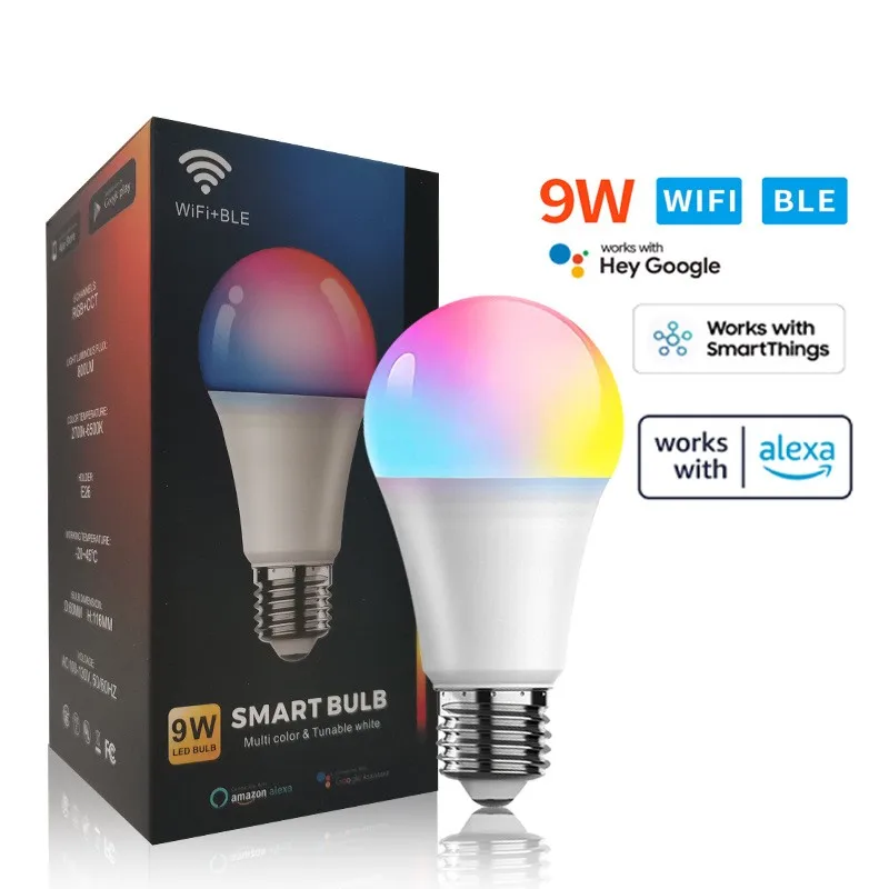 LED Smart Light Bulb Wifi Intelligent Voice Control RGB Smart Lamp With Ir Remote Control Adjustable Color Brightness Desk Lamp tuya smart ws2811 led strip light rgbic 5050 dream color 12v flexible tape wifi smart bluetooth ir remote control for alexa