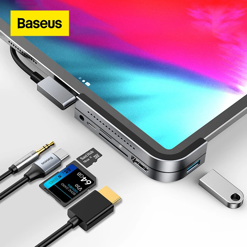 Baseus-USB Cハブ,3.0 HDMI互換,iPad Pro用USBハブ,ノートブック,プロドック,ドッキングステーション,マルチ6  USBポート
