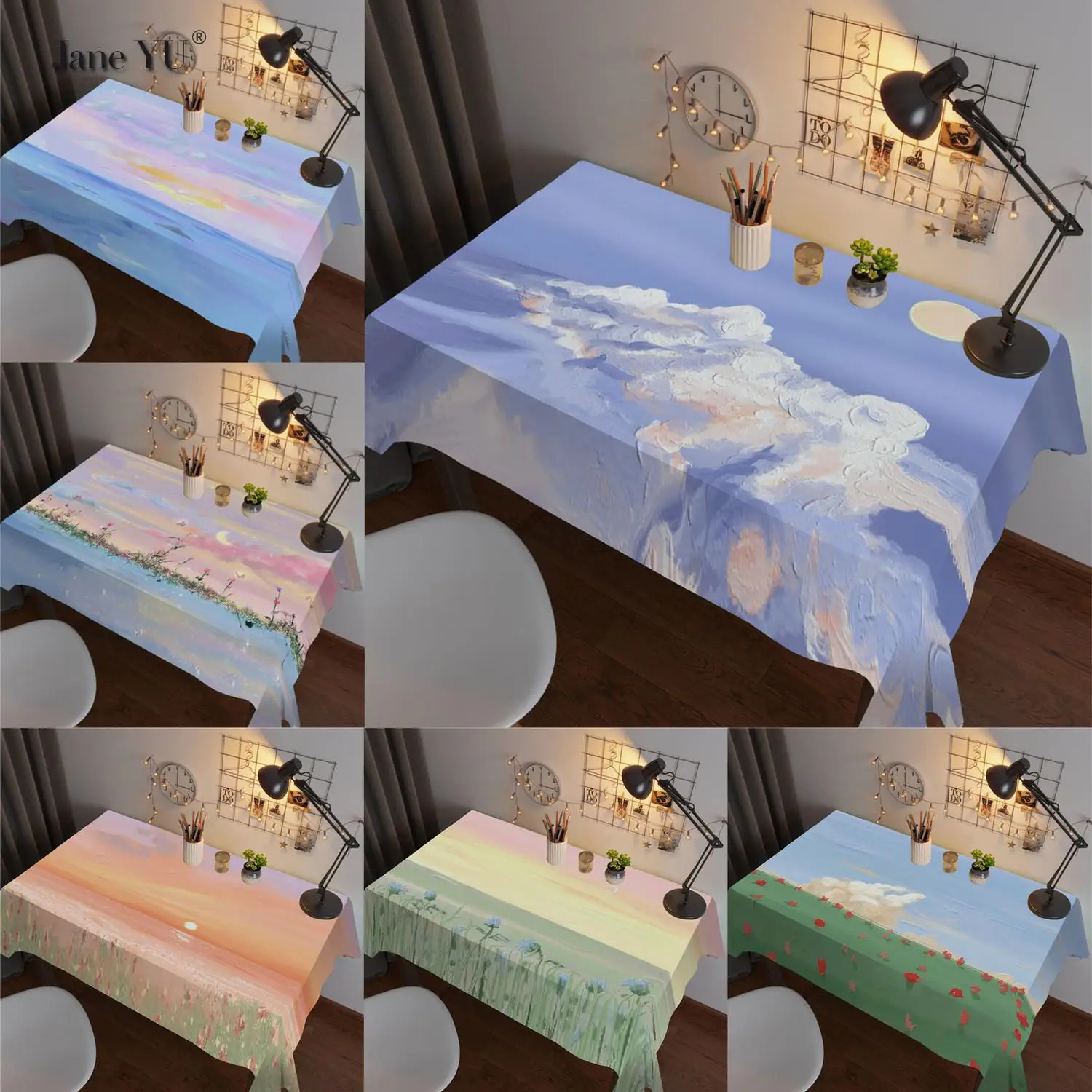 

JaneYU Tablecloth Student Dormitory Desk Dust-proof Decorative Tablecloth Tea Table Cover