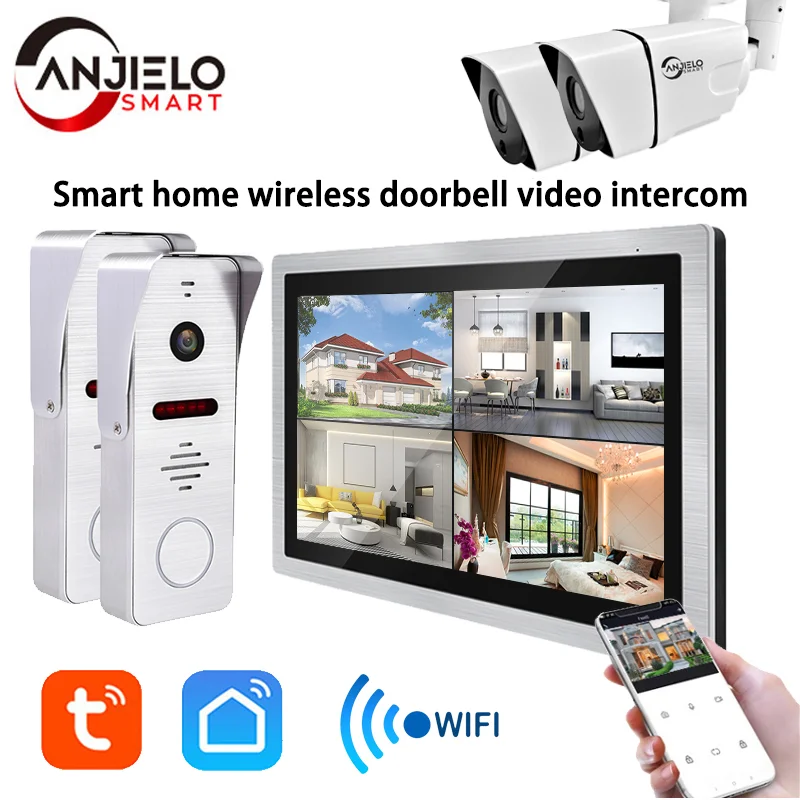 DVR 10 inch Video Intercoms Tuya 1080P Doorbell Apartment Access