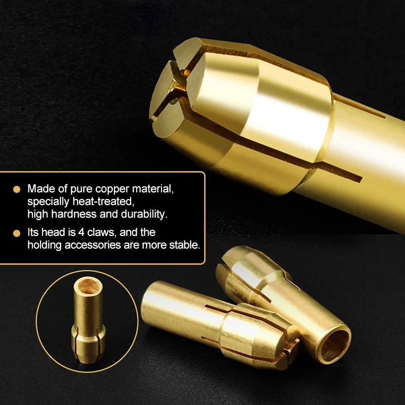 10pcs 4.3/4.8mm Shank Mini Drill Brass Collet Chuck For Dremel Rotary Tools 0.5 0.8 1.0 1.2 1.5 1.8 2 2.4 3 3.2mm Drill Chuck