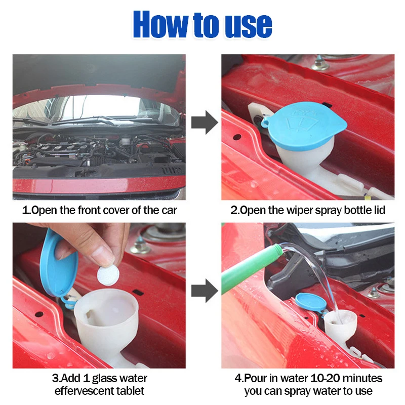 Windshield Washer Tablet Car Windshield Glass Concentrated Effervescent Wiper Glass Solid Cleaning Tablets for Window