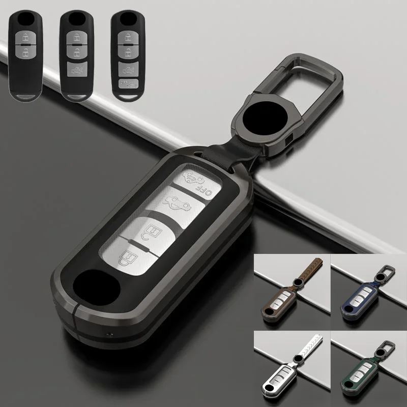 

Zinc Alloy TPU Car Remote Smart Key Case Cover With Keychain For Mazda 2 3 5 6 CX-3 CX-4 CX-5 CX-7 CX-9 MX5 M3 M6 Axela Atenza