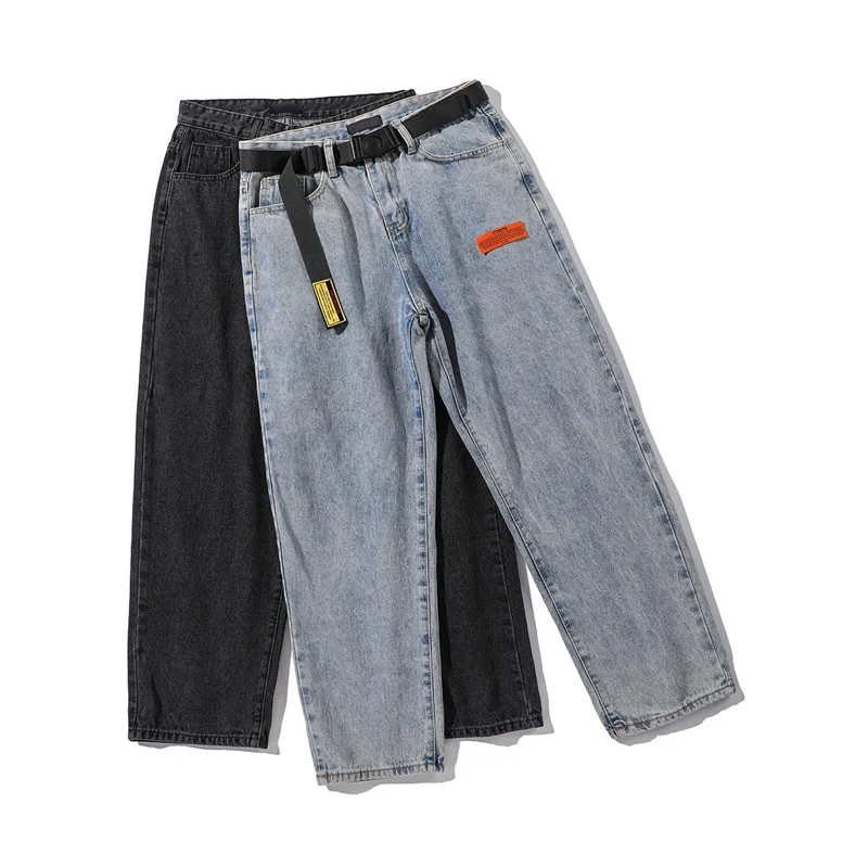 Korean Fashion Streetwear Men 2022 Cargo Man Pants Wide Straight Leg Baggy Jeans Men Free Shipping Products Men's Clothing