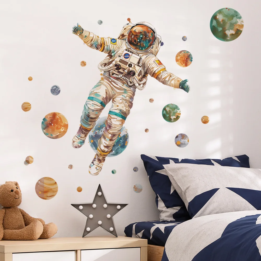 Cartoon Dream Astronaut Planet Wall Stickers Kids Room Background Decor Decals Baby Bedroom Home Decoration Self-adhesive Mural wall stickers,luminous wall stickers,vinyl decal stickers,children room decoration