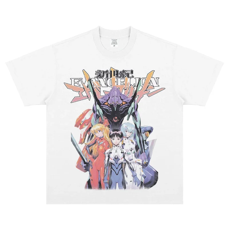 Evangelion Anime T-shirt Summer Short Sleeve Tops Ayanami Rei Hip Hop Street Casual Japanese Outdoor Costumes Loose Fitting Gift