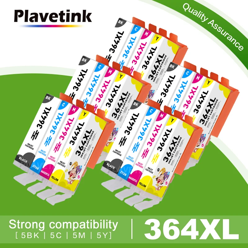 Plastetink 5Set Cartuccia Stampante 364Xl Per Hp 364 Xl Per Hp Photosmart 5510 5511 5512 5514 5515 5520 5522 5524 B109A B109D B109F