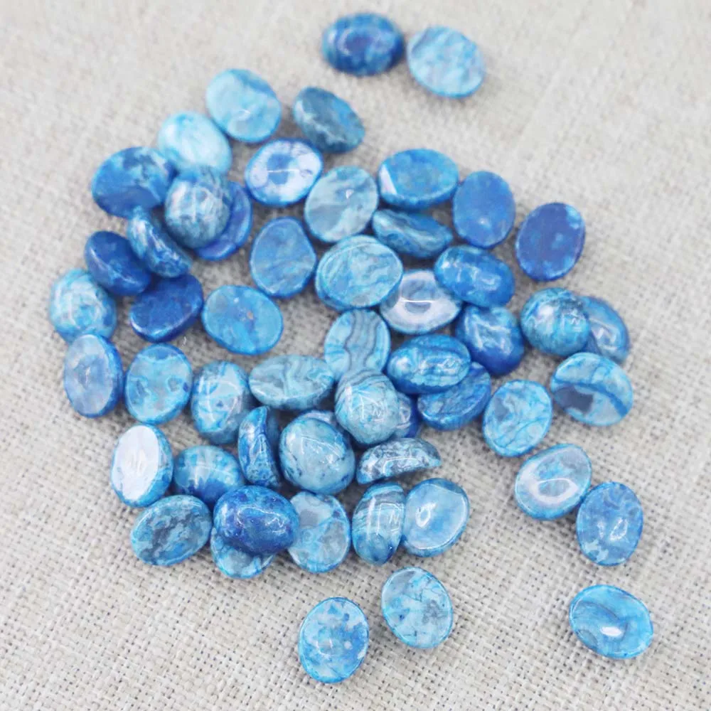 Natural Stone Agate 8* 10mm Oval Cabochon Ring Face Necklace Bracelet Ear Studs Making Jewelry Accessories Gift Wholesale 100Pcs