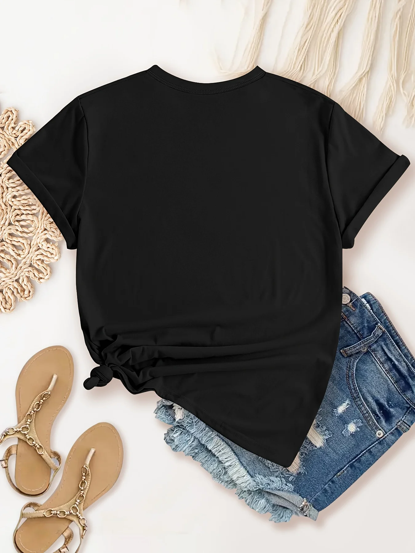 "Mom Grandma Great Grandma" Alphabet Cartoon Pattern Crew Neck T-Shirt, Casual Short Sleeve T-Shirt, Women's Clothing 2