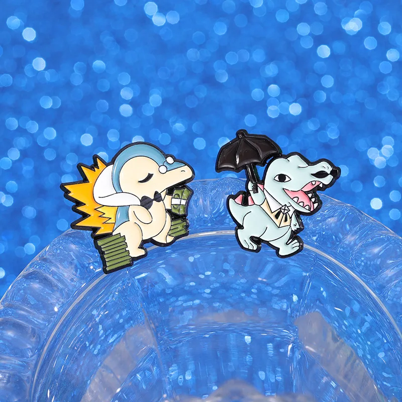 Classic Cartoon Animal Brooch Pins Cute Dinosaur Frog Turtle And Bear Badge Enamel Brooches Jewelry Cosplay Gift For Friends