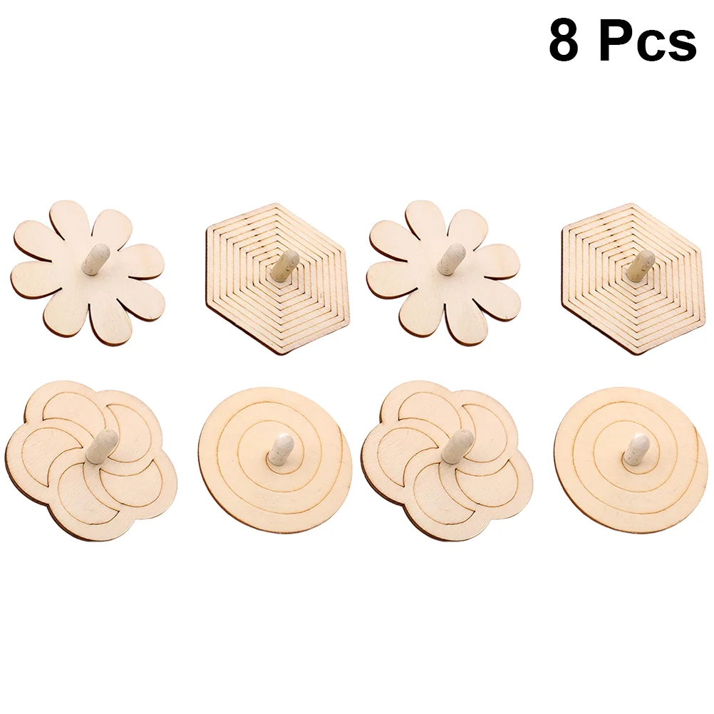 

8 Pcs Kids Painting Toy Tops for Wood Wooden Painted DIY Gyroscope Bamboo Child